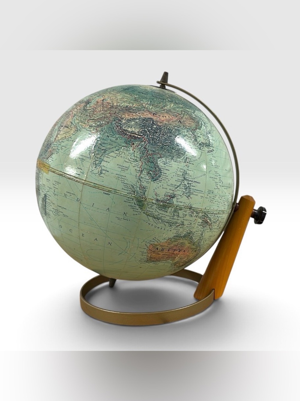 Vintage Replogle True-to-Life 3D Raised-Relief World Globe 12” Mid Century